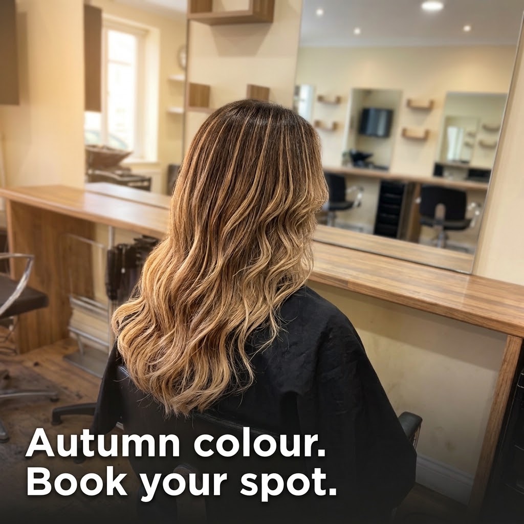 The same photo, corrected and framed as a finished post with a booking call to action